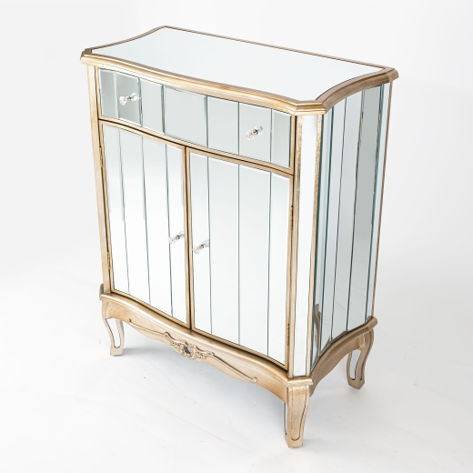 Annabelle French Champagne Silver Gilt Mirrored Cabinet