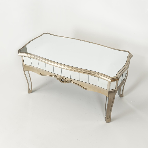 Annabelle French Champagne Silver Gilt Mirrored Coffee Table