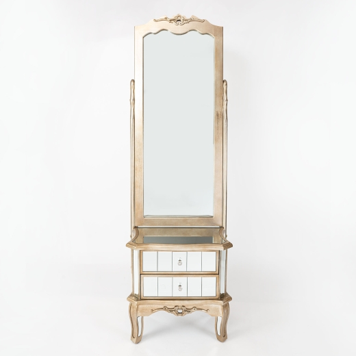 Annabelle French Champagne Silver Gilt Mirrored Dressing Table & Mirror
