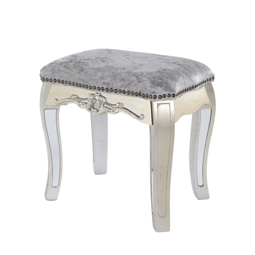 Annabelle French Champagne Silver Mirrored Gilt Stool