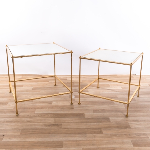 Gold Gilt Leaf Parisienne Metal Nests of Tables - set of two