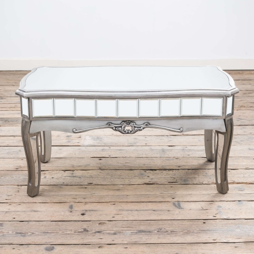 Annabelle French Antique Silver Gilt Mirrored Coffee Table