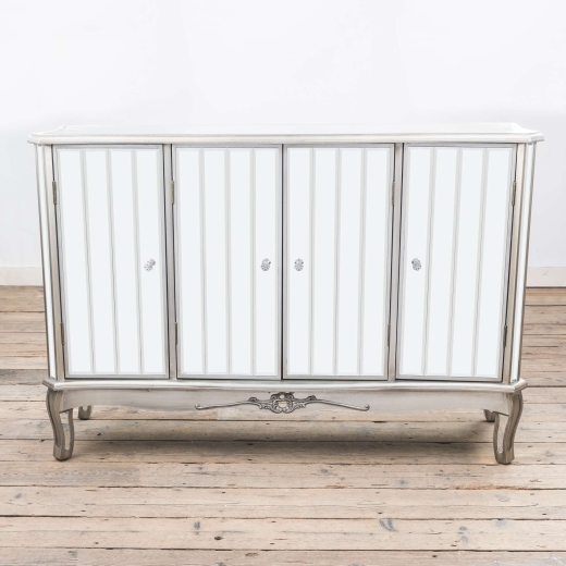 Annabelle French Antique Silver Gilt Mirrored Sideboard