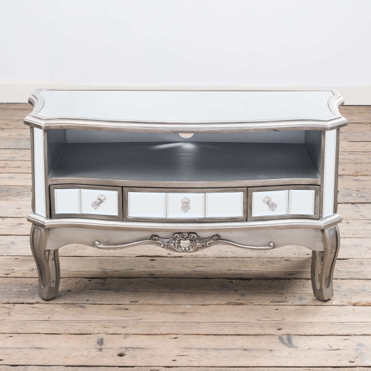 Annabelle French Antique Silver Gilt Mirrored Media Unit