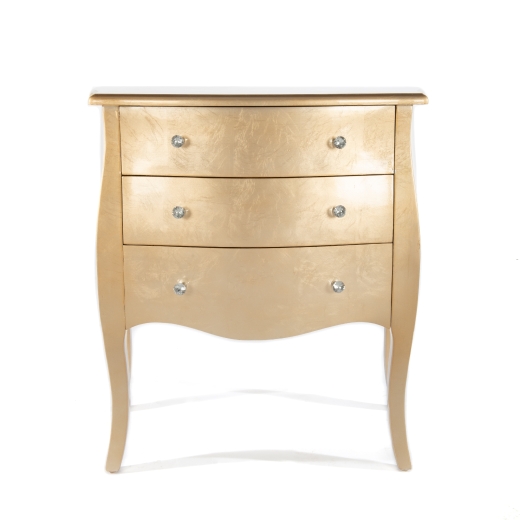 Gold Gilt Leaf Chest Of 3 Drawers