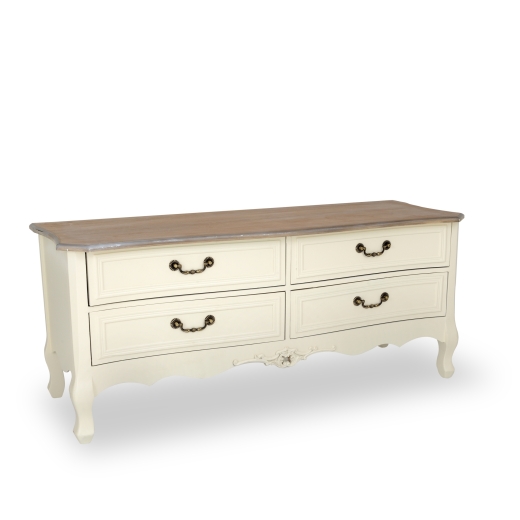 Appleby Wood Top Low Cabinet 4 Drawer