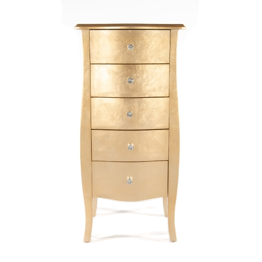 Gold Gilt Leaf Chest Of 5 Drawers