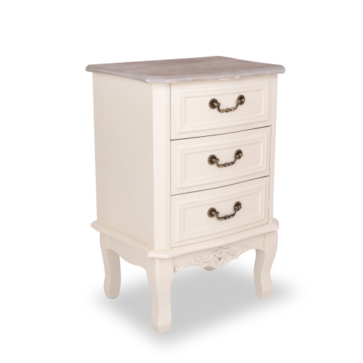 Appleby White Top Bedside Table 3 Drawers