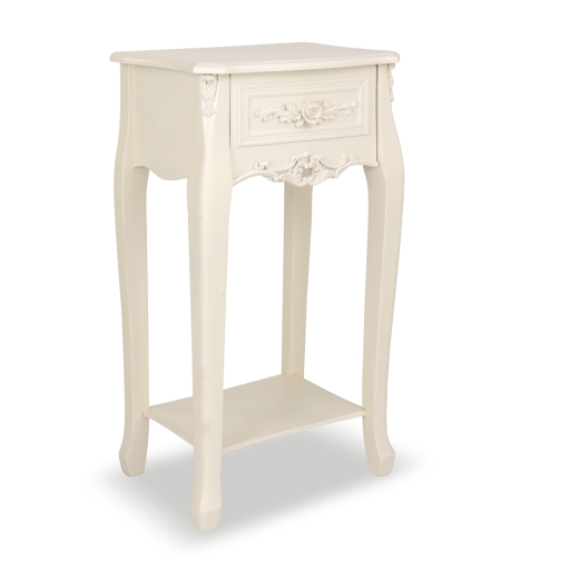 Rose White Top Bedside Console Table 1 Drawer