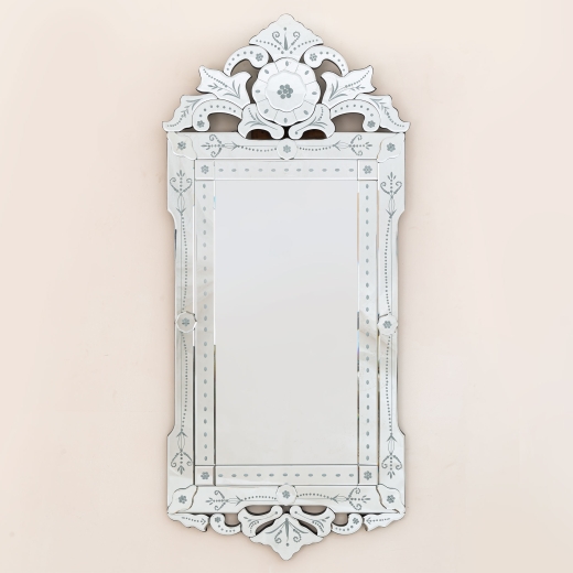 Large Venetian Mirror with Pattern Top