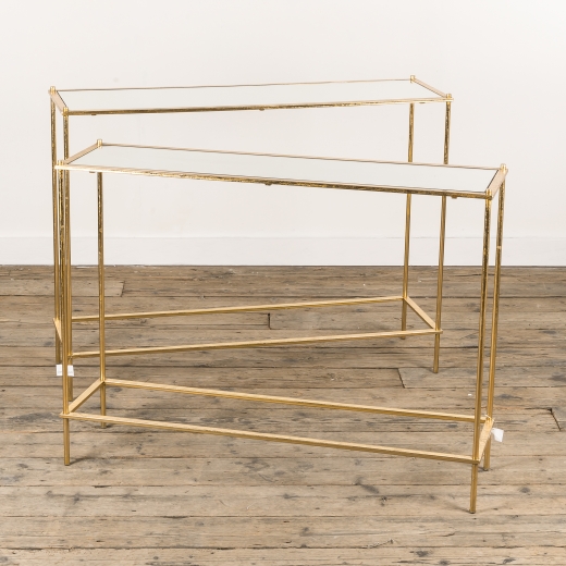 Gold Gilt Leaf Parisienne Metal Nests of Tables - set of two