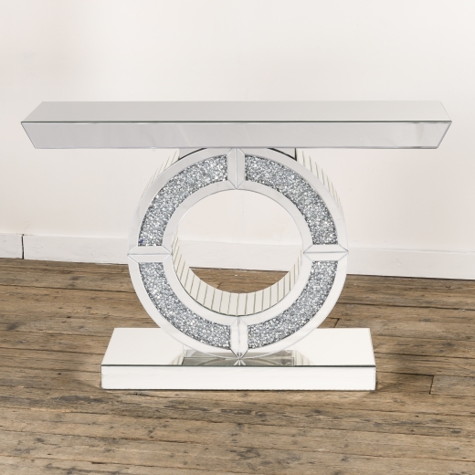 Venetian Crushed Diamond Mirrored Console table