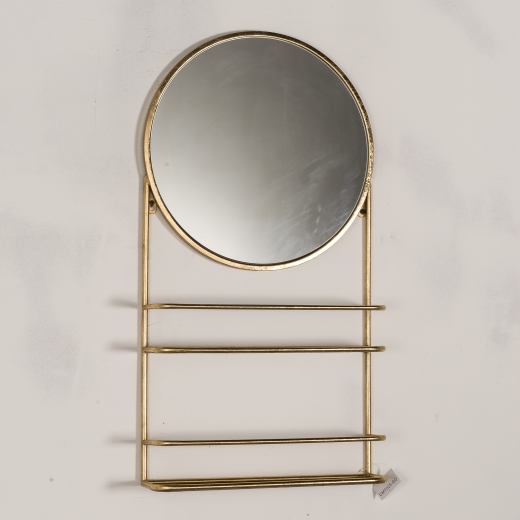 Gold Gilt Leaf Metal Parisienne Mirror with Shelf EXTRA PACKAGING