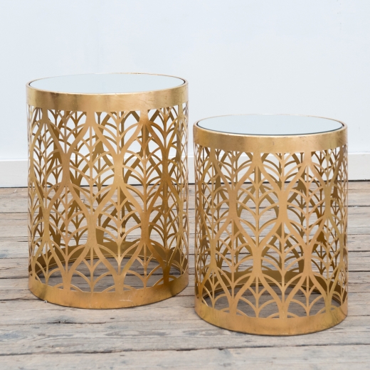 Gold Gilt Leaf Parisienne Metal Nests of Tables - set of two EXTRA PACKAGING