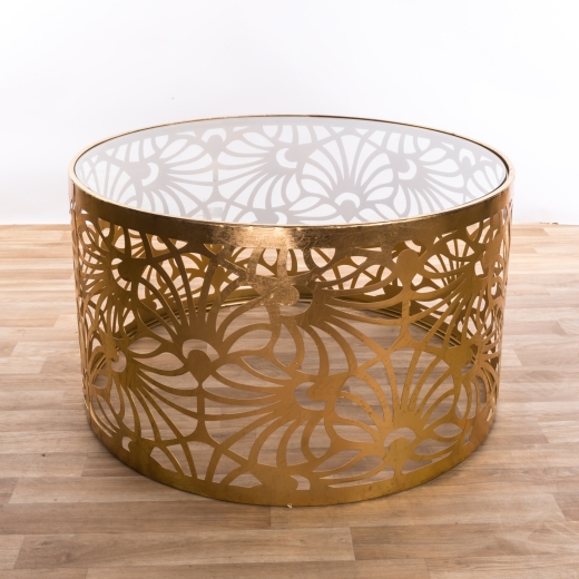 Gold Gilt Leaf Parisienne Metal Coffee Table EXTRA PACKAGING
