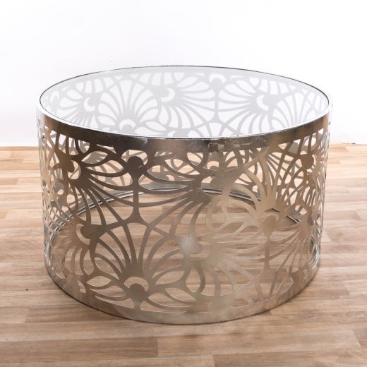 Silver Gilt Leaf Parisienne Metal Coffee Table EXTRA PACKAGING