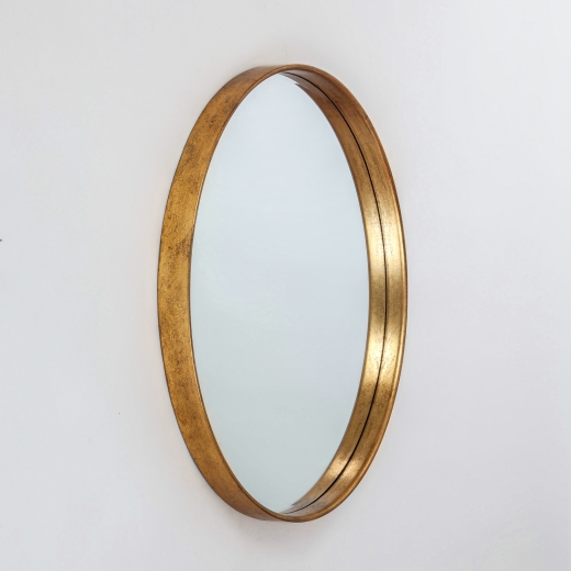 Gin Shu Gold Gilt Leaf Parisienne Round Wall Bedroom Hall Mirror