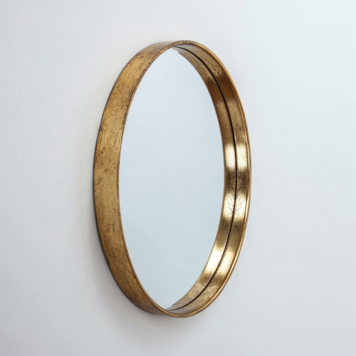 Gin Shu Gold Gilt Leaf Parisienne Round Wall Bedroom Hall Mirror