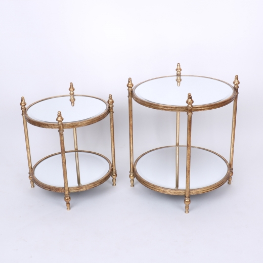 Gin Shu Gold Gilt Leaf Parisienne Metal Nests of Tables - set of two