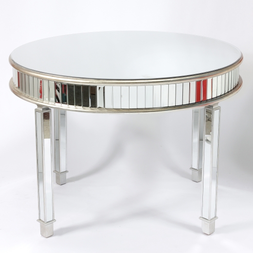 Genevieve Silver Round Mirrored Dining Table