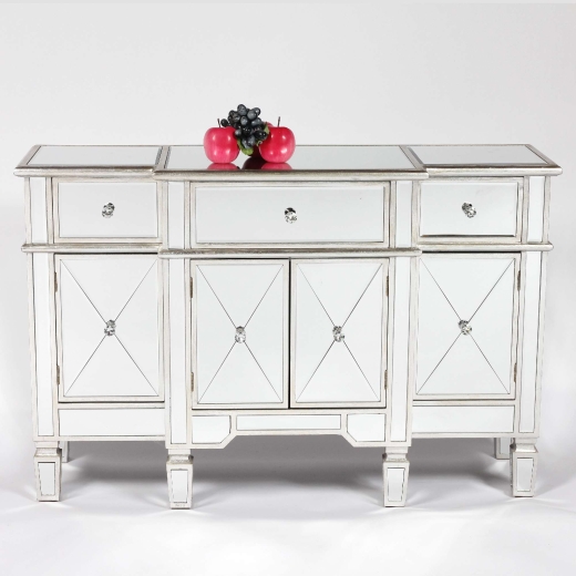 Genevieve Silver Mirrored Side cabinet