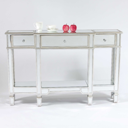 Genevieve Silver Mirrored Display Console