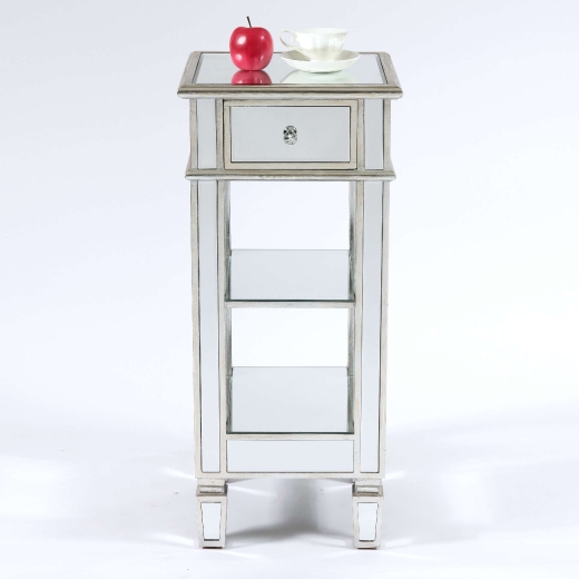 Genevieve Silver One Drawer Mirrored Cocktail Table