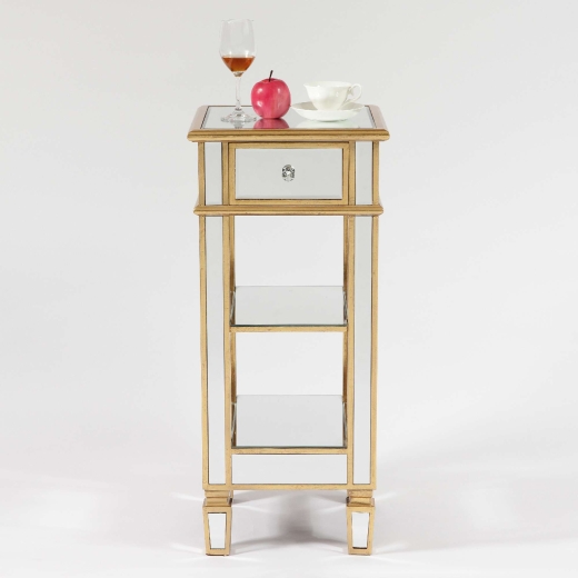 Genevieve Gold One Drawer Mirrored Cocktail Table