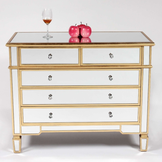 Genevieve Gold Mirrored 2/3 Chest of Drawers