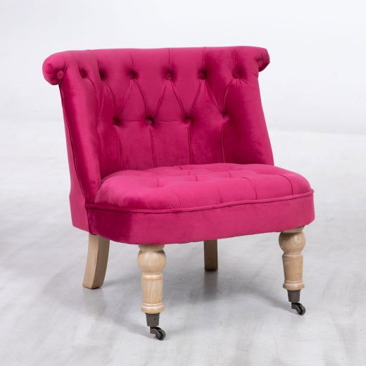 Pink Velvet Cocktail Chair With Oak Legs