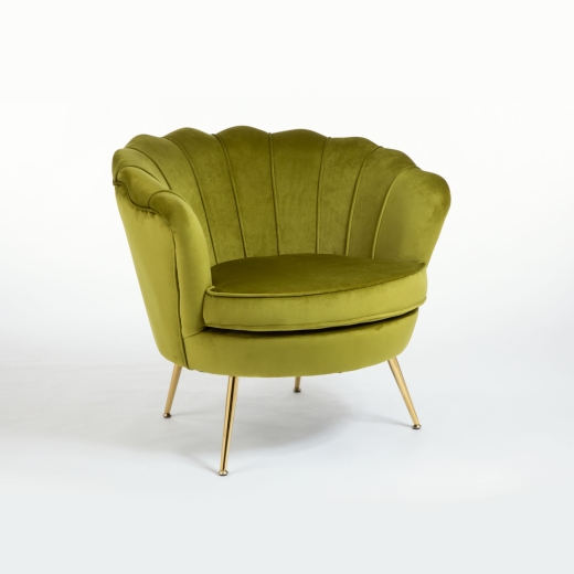 Green Velvet Cocktail Chair With Gold Legs