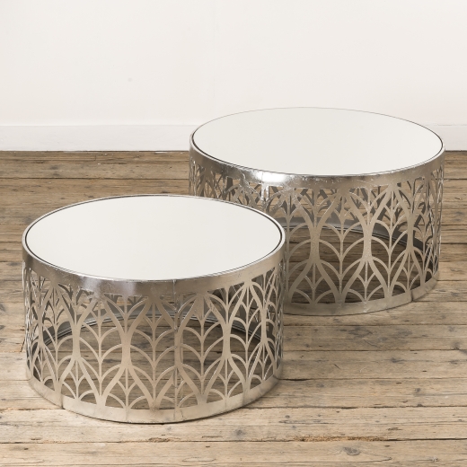 Gin Shu Metal Nest of Coffee Tables - Silver Gilt Leaf EXTRA PACKAGE