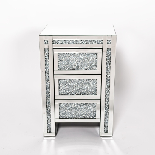 Crushed Diamond Mirrored Bedside Table